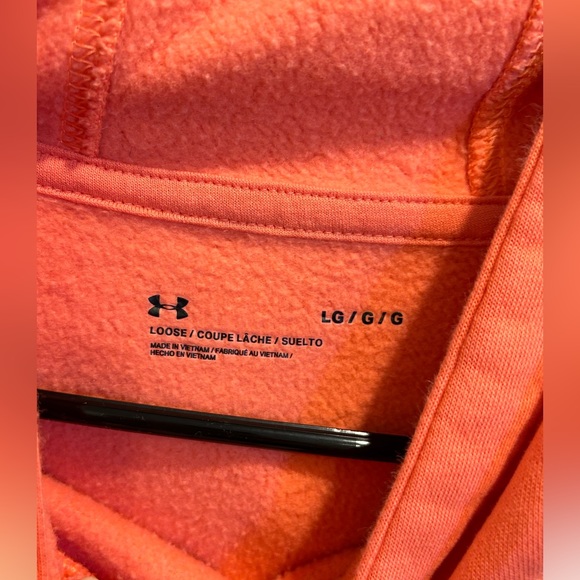 Under Armour Loose Fit Pink Coral Hoodie Sweatshirt Size Large - Picture 6 of 6